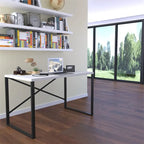 Bureau d'ordinateur rectangulaire de 89 cm (35 pouces) avec structure en métal, style moderne, idéal pour le salon, la chambre ou le bureau.