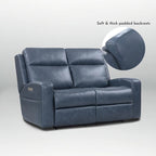 Canapé inclinable électrique deux places en cuir véritable avec rangement et port de chargement USB pour salon