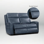 Canapé inclinable électrique deux places en cuir véritable avec rangement et port de chargement USB pour salon