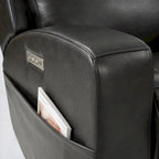 Canapé inclinable électrique deux places en cuir véritable avec rangement et port de chargement USB pour salon