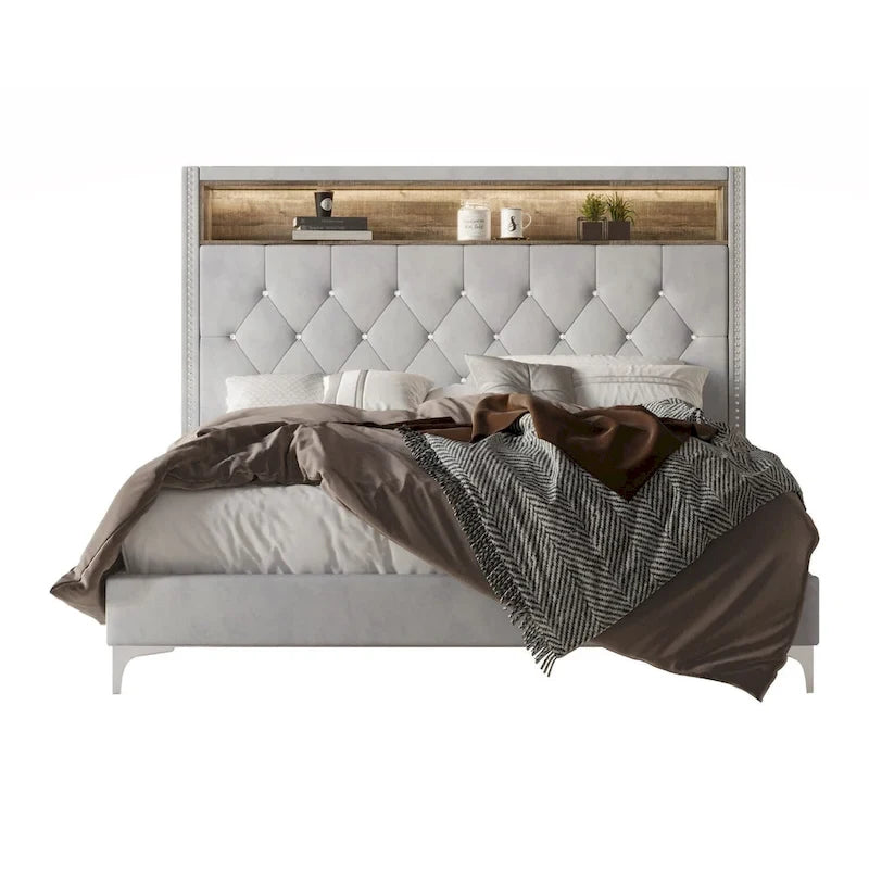 Lit à panneaux rembourrés Javan