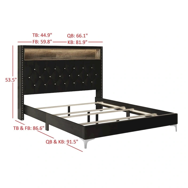 Lit à panneaux rembourrés Javan