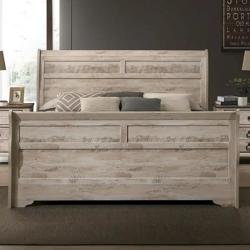 Ensemble de chambre à coucher 3 pièces Roundhill Furniture Imerland, finition blanc délavé contemporain