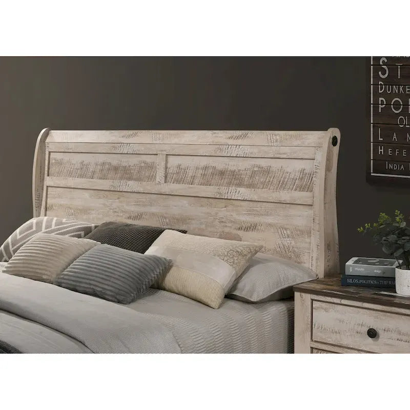 Ensemble de chambre à coucher 3 pièces Roundhill Furniture Imerland, finition blanc délavé contemporain