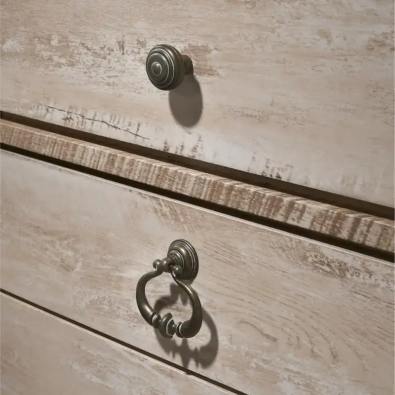 Ensemble de chambre à coucher 3 pièces Roundhill Furniture Imerland, finition blanc délavé contemporain