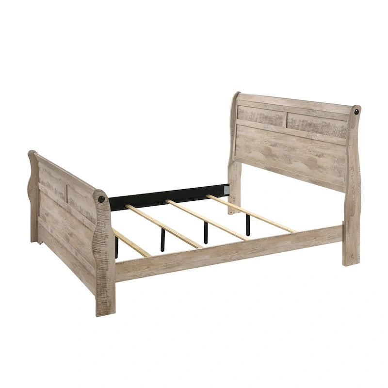 Ensemble de chambre à coucher 3 pièces Roundhill Furniture Imerland, finition blanc délavé contemporain