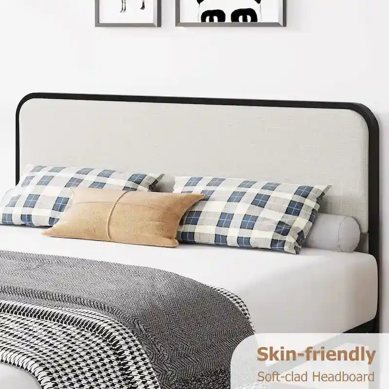 Cadre de lit avec tête et pied de lit rembourrés