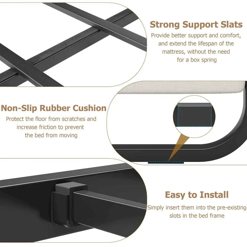 Cadre de lit avec tête et pied de lit rembourrés