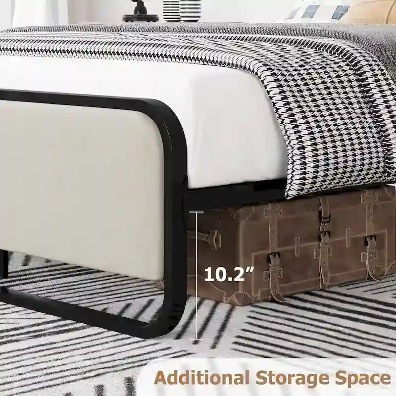 Cadre de lit avec tête et pied de lit rembourrés