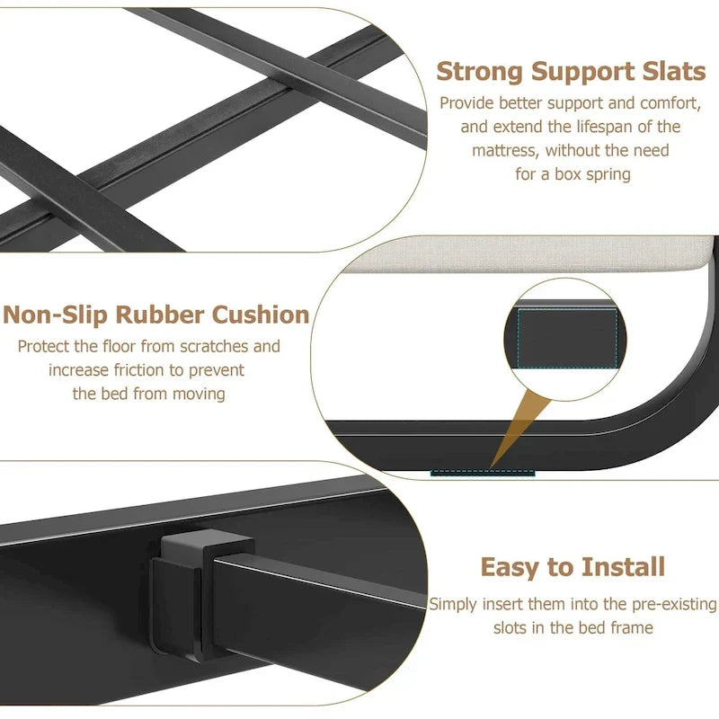 Cadre de lit avec tête et pied de lit rembourrés