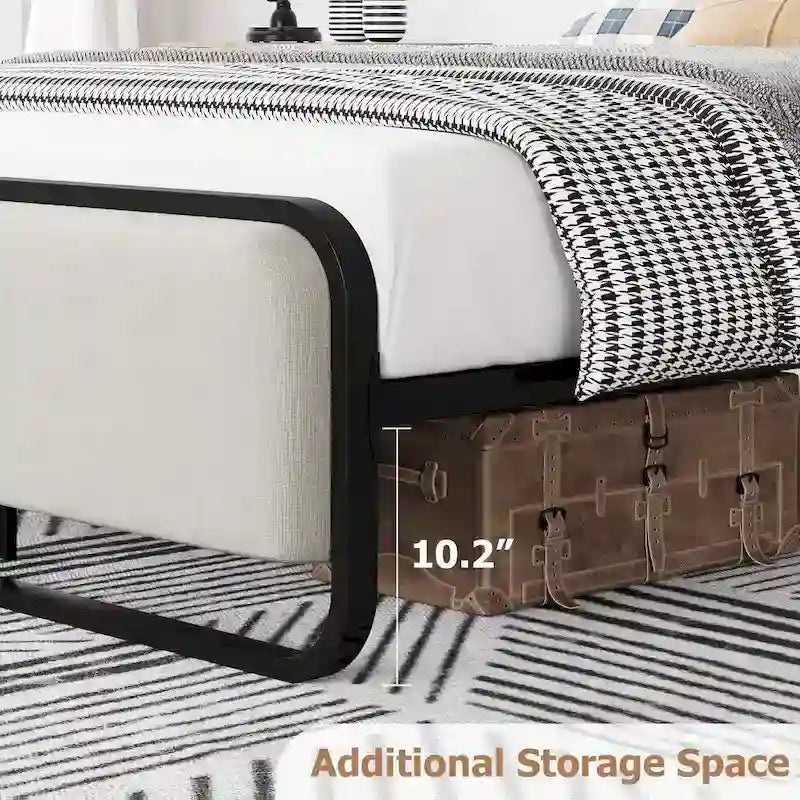 Cadre de lit avec tête et pied de lit rembourrés