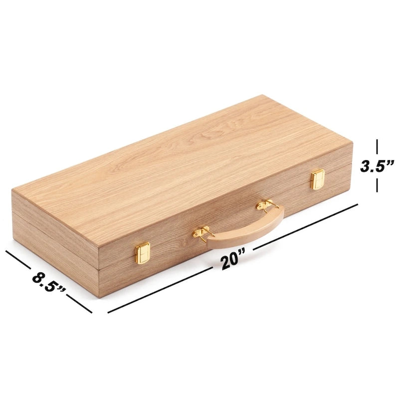 Coffret de luxe en bois pour jetons de poker de casino GSE (500 pièces) avec 5 plateaux à jetons en bois
