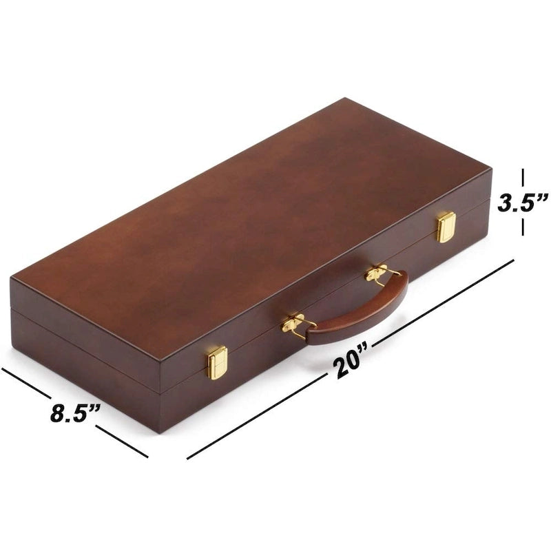 Coffret de luxe en bois pour jetons de poker de casino GSE (500 pièces) avec 5 plateaux à jetons en bois