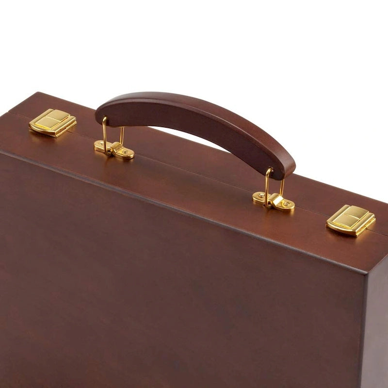 Coffret de luxe en bois pour jetons de poker de casino GSE (500 pièces) avec 5 plateaux à jetons en bois