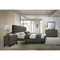Roundhill Furniture Ioana 187 Antique Grey Finish Wood Bed Room Set, King Size Bed, Dresser, Mirror, Night Stand