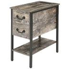 Table de chevet avec station de charge, 2 ports USB et 2 prises électriques, table d'appoint haute avec 2 tiroirs et étagère de rangement