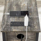 Table de chevet avec station de charge, 2 ports USB et 2 prises électriques, table d'appoint haute avec 2 tiroirs et étagère de rangement