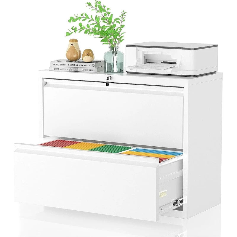 Classeur latéral métallique à 2 tiroirs 36 po avec serrure