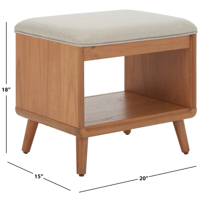 Banc à étagère ouverte SAFAVIEH Marilla avec coussin - 51 cm (L) x 38 cm (P) x 46 cm (H)