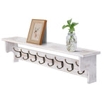 Porte-manteau mural 35,8 cm avec étagère de rangement et crochets métalliques - 35,8 cm (L) x 4,6 cm (P) x 7,8 cm (H)