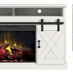 Meuble TV avec cheminée électrique Bridgevine Home de 168 cm (66 pouces) pour téléviseurs jusqu'à 203 cm (80 pouces), finition blanche