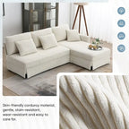 [VIDÉO fournie][Nouveau] Canapé d'angle moderne en velours côtelé 87*61 avec méridienne réversible, canapé d'angle rembourré 4 places pour intérieur, Co