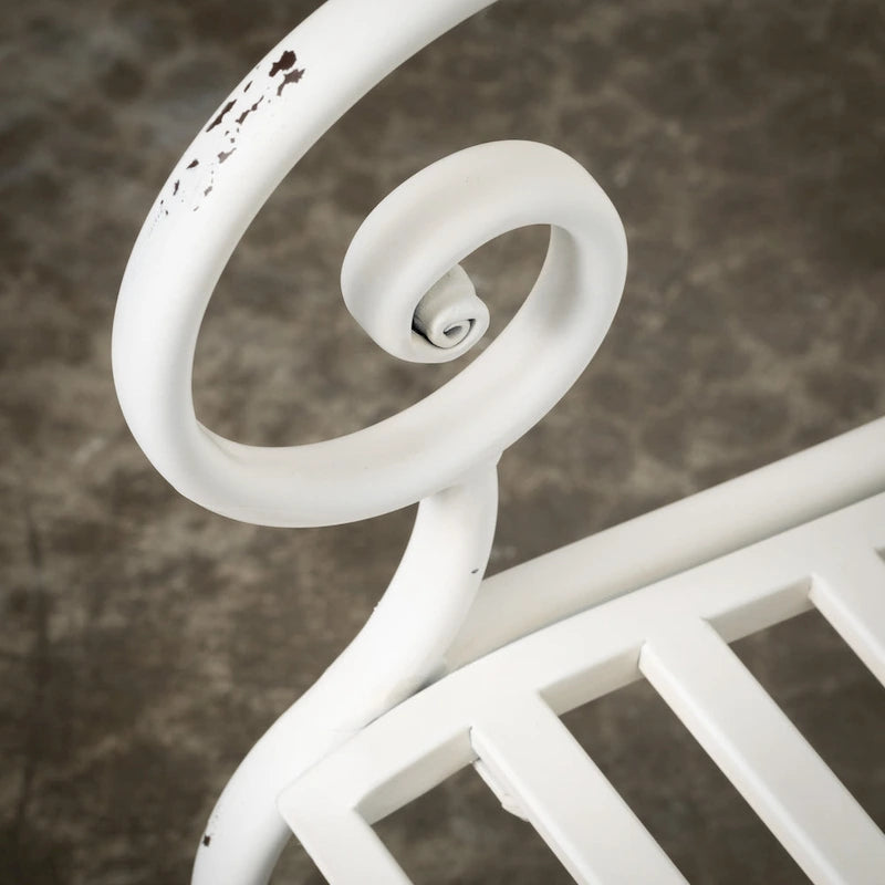 Banc de jardin en métal blanc Sullivans Crisp 36H - 45,5L x 18,5l x 36H