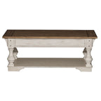 Table basse Morgan Creek Antique White avec accents tabac brossés