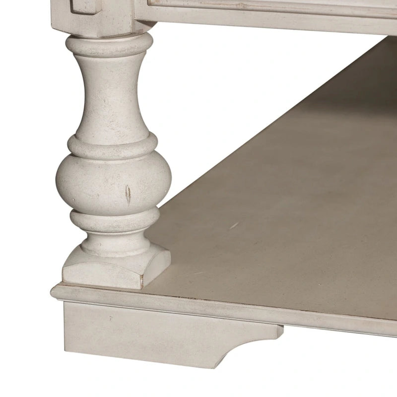 Table basse Morgan Creek Antique White avec accents tabac brossés