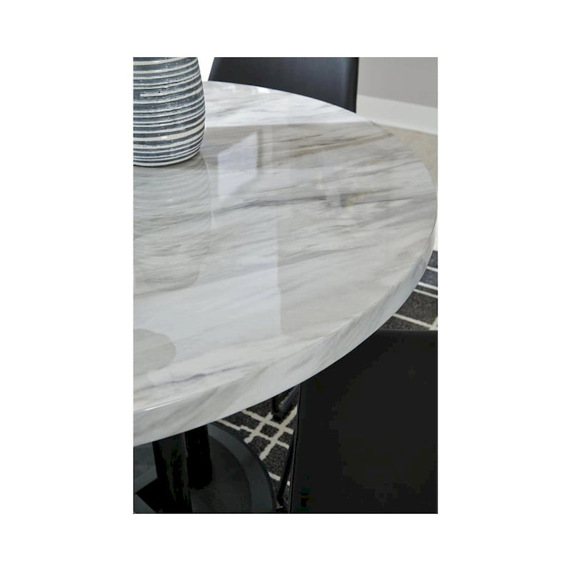 Table de comptoir ronde Centiar blanche/noire