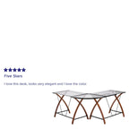 Bureau d'angle en verre en forme de L avec plateau coulissant pour clavier