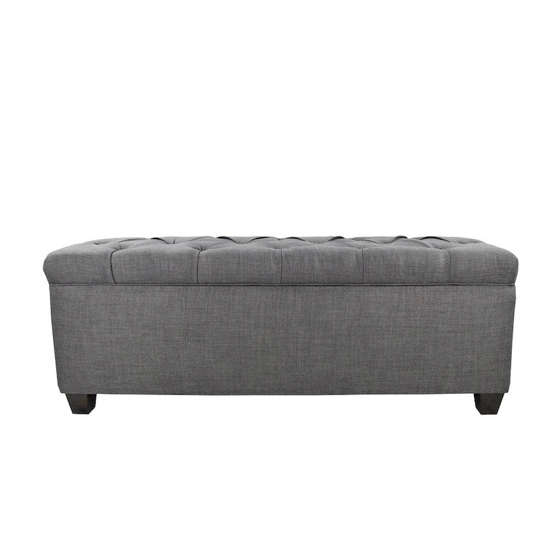 The Sole Secret Grey-Red Tint Diamond Tufted Shoe Storage Bench