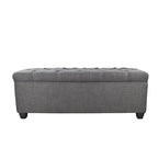 The Sole Secret Grey-Red Tint Diamond Tufted Shoe Storage Bench