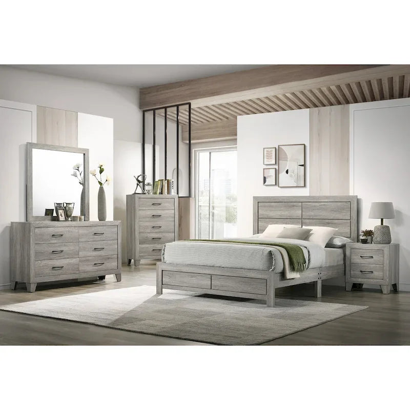 Jan 6 Piece Gray Rustic Platform Bedroom Set