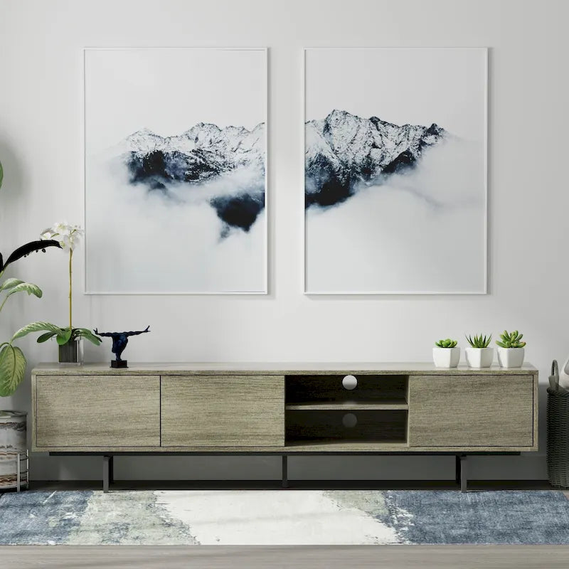 Meuble TV bas Glenwillow Home Atlas 78 x 20, style moderne du milieu du siècle