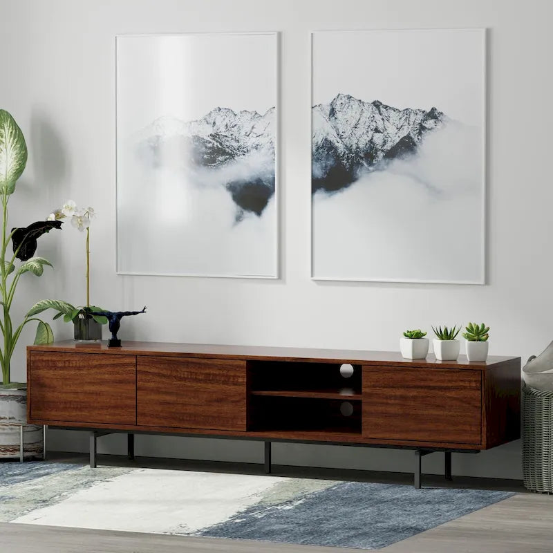 Meuble TV bas Glenwillow Home Atlas 78 x 20, style moderne du milieu du siècle