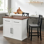 Crosley Bartlett Wood Top Kitchen Island W/X-Back Stools