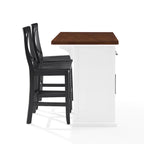 Îlot de cuisine Crosley Bartlett avec plateau en bois et tabourets à dossier en X