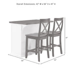 Îlot de cuisine Crosley Bartlett avec plateau en bois et tabourets à dossier en X