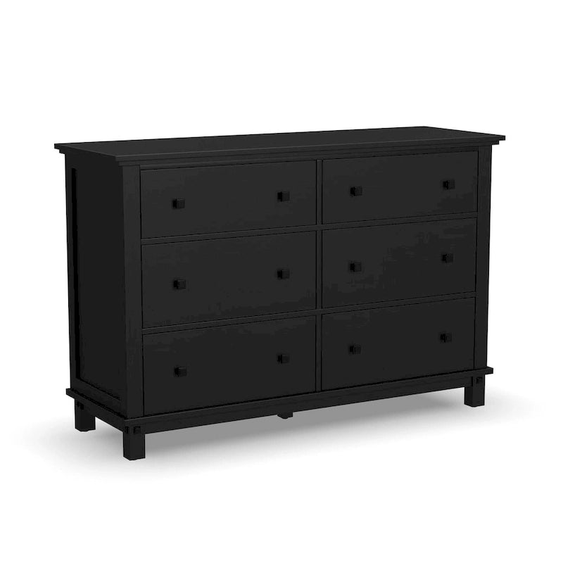 Ensemble lit king size 4 pièces en bois noir Oak Park, comprenant deux tables de chevet et une commode, par Homestyles