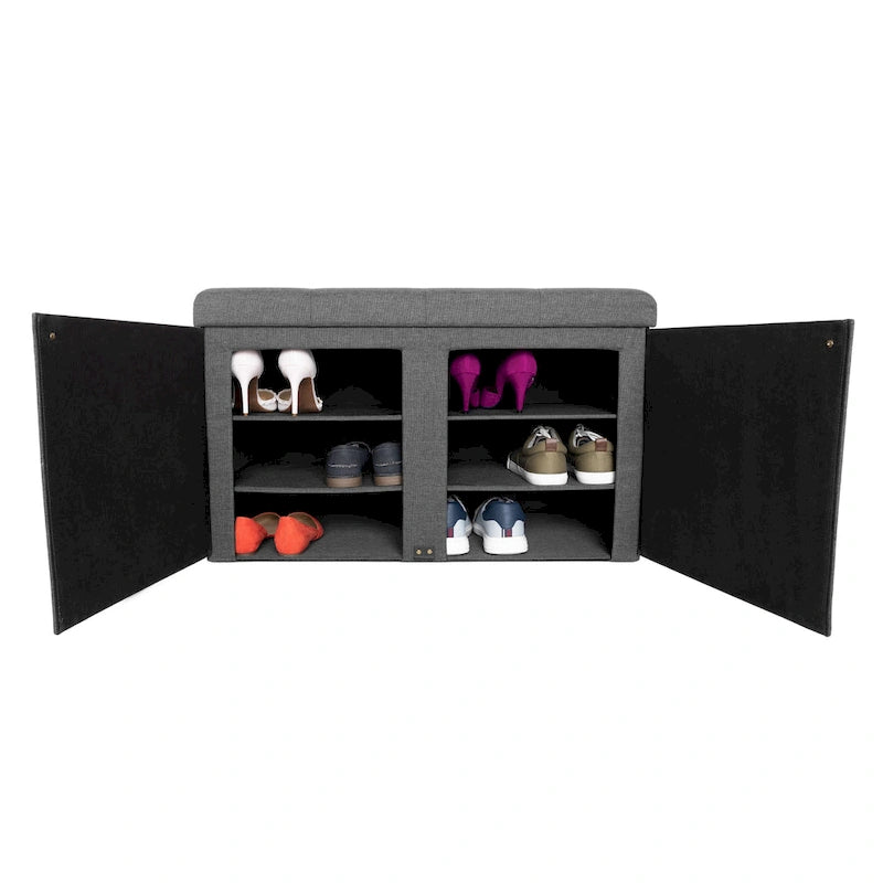 Banc de rangement à chaussures ottoman rembourré Seville Classics, gris moderne