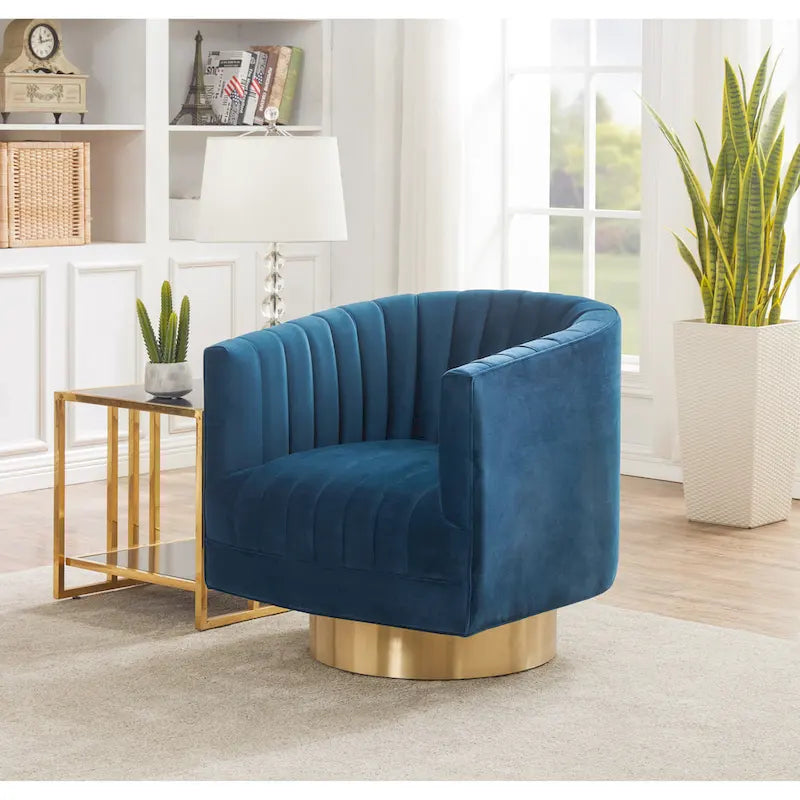 Fauteuil pivotant capitonné Matejka de SAFAVIEH Couture - 71 cm (L) x 79 cm (l) x 76 cm (H)