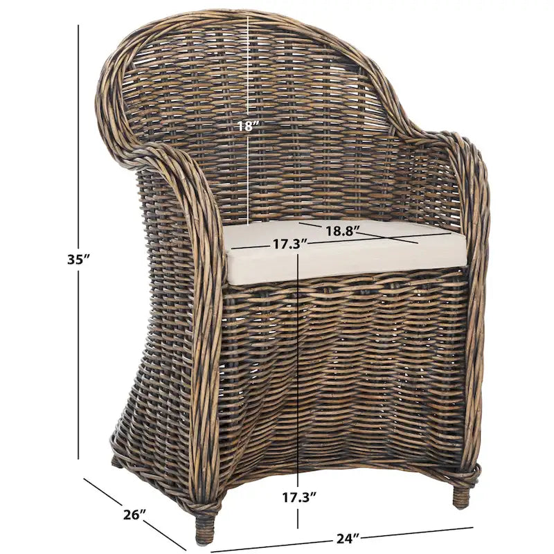 Fauteuil club SAFAVIEH Sinja en rotin jaune - 61 x 66 x 89 cm - 61 x 66 x 89 cm