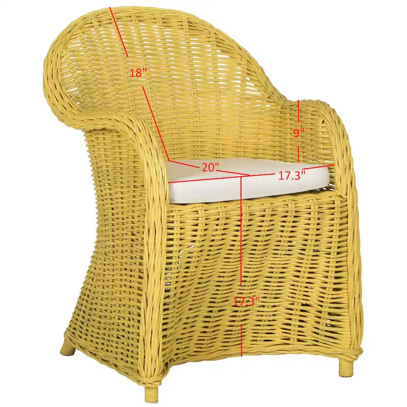 Fauteuil club SAFAVIEH Sinja en rotin jaune - 61 x 66 x 89 cm - 61 x 66 x 89 cm