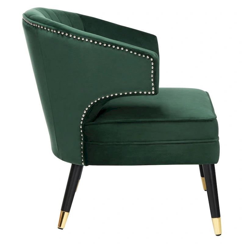 Fauteuil d'appoint à oreilles en velours Amalia de SAFAVIEH - 68 x 71 x 81 cm (26,8 x 28 x 31,9 po) - 69 x 71 x 81 cm (27 x 28 x 32 po)