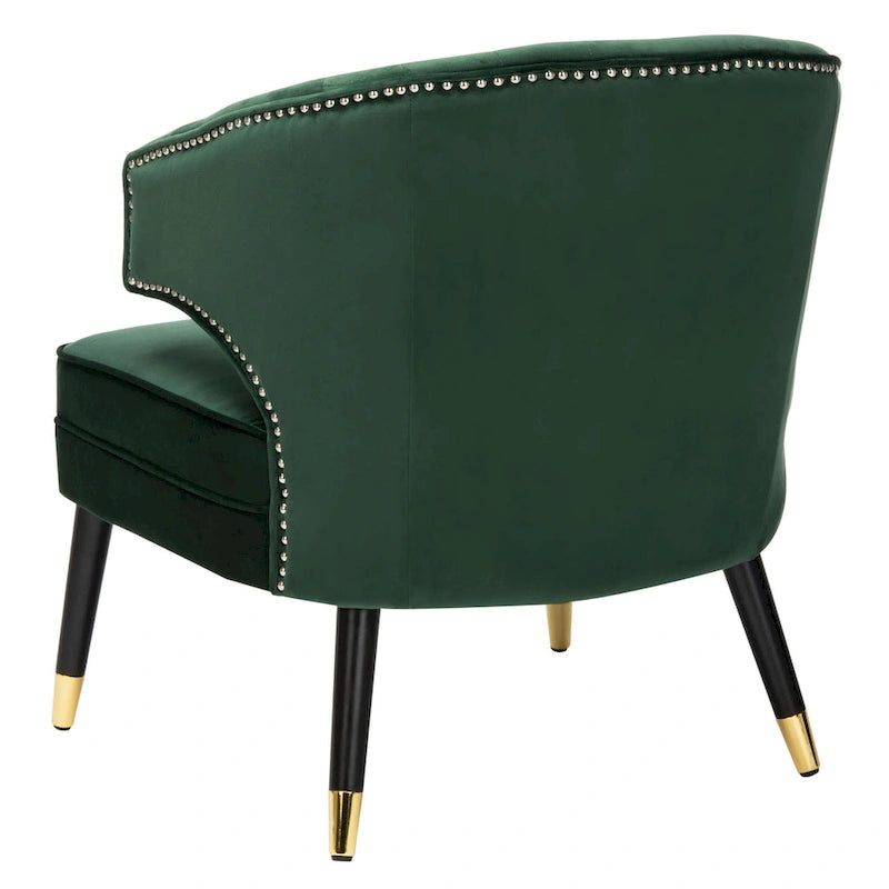 Fauteuil d'appoint à oreilles en velours Amalia de SAFAVIEH - 68 x 71 x 81 cm (26,8 x 28 x 31,9 po) - 69 x 71 x 81 cm (27 x 28 x 32 po)