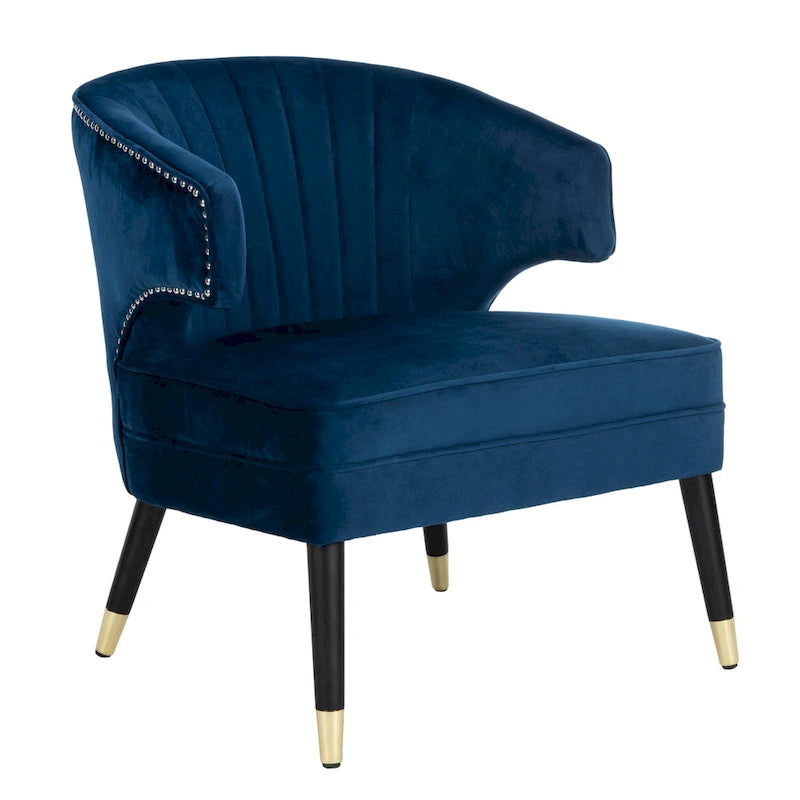 Fauteuil d'appoint à oreilles en velours Amalia de SAFAVIEH - 68 x 71 x 81 cm (26,8 x 28 x 31,9 po) - 69 x 71 x 81 cm (27 x 28 x 32 po)