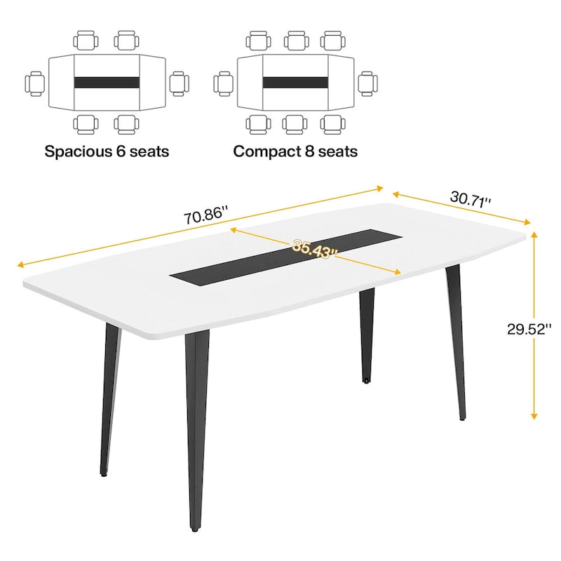 Grande table à manger de 70,8 pouces pour 6 à 8 personnes