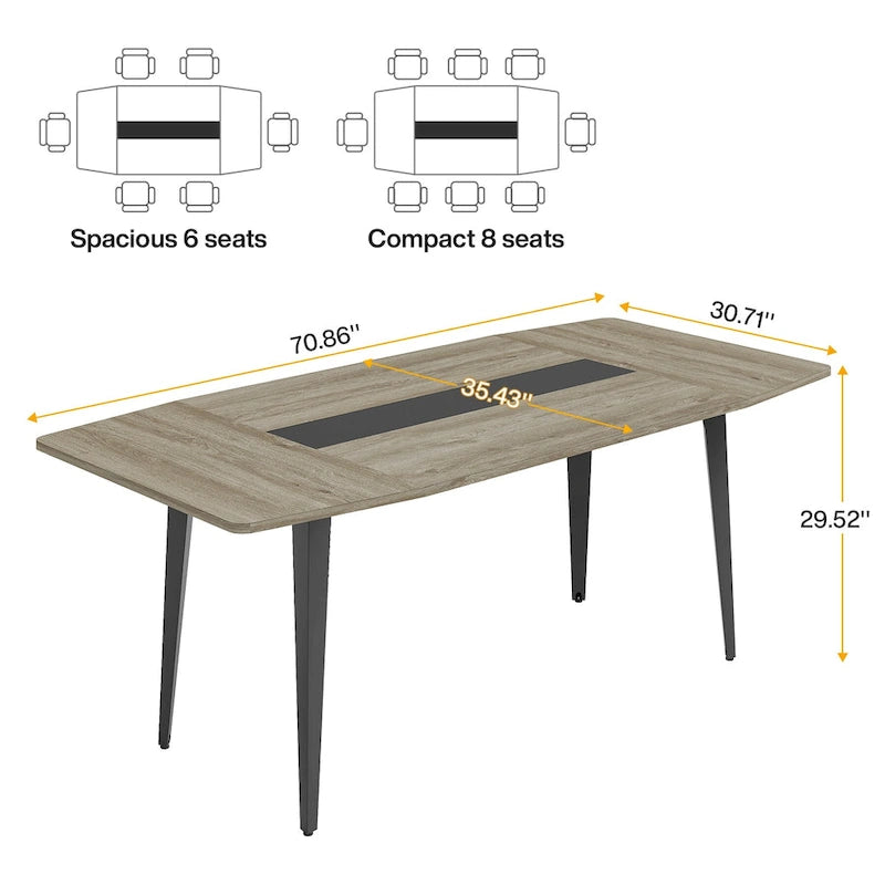 Grande table à manger de 70,8 pouces pour 6 à 8 personnes