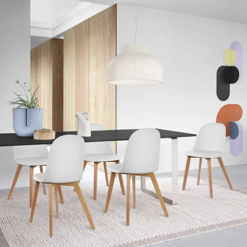 Ensemble de 2 chaises de salle à manger en plastique imitation bois pour événements, cuisine, bureau, jardin, terrasse, café